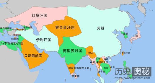 历史上元朝四大汗国灭亡顺序，窝阔台汗国存在时间最短